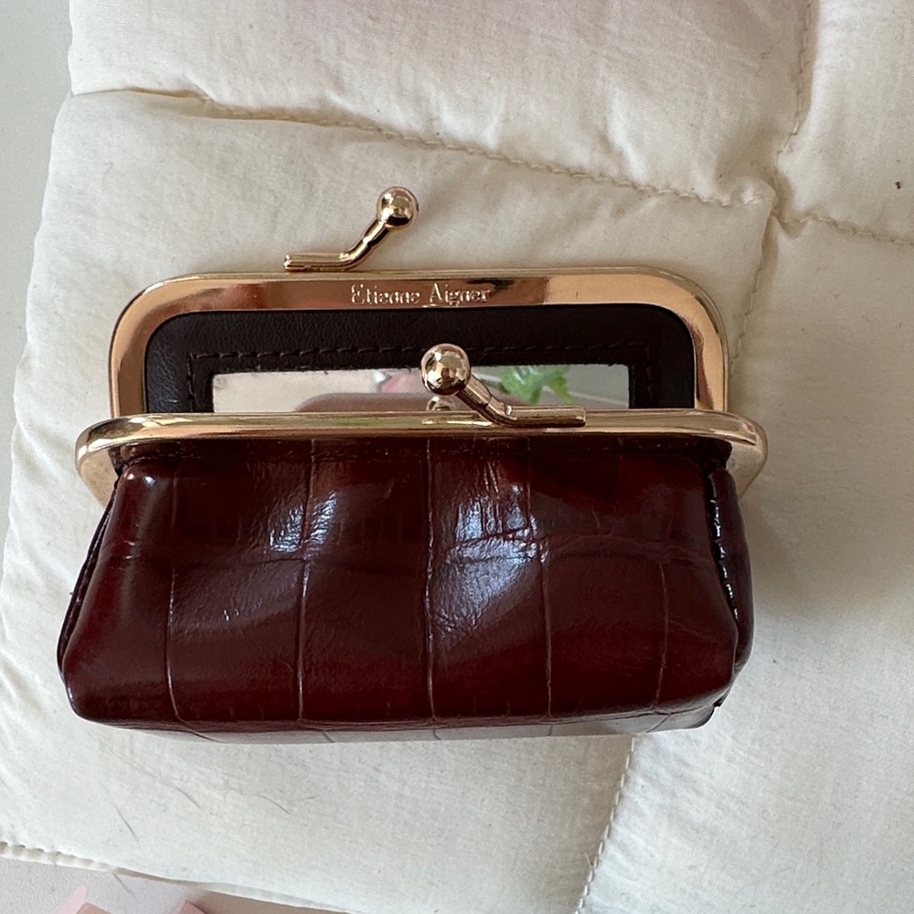 Etienne Aigner Vintage Oxblood Lipstick Case with Mirror - Picture 8 of 9